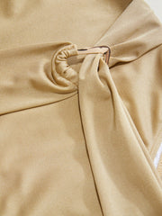 Square Neck Metal Ring Twist One Piece Swimsuit
