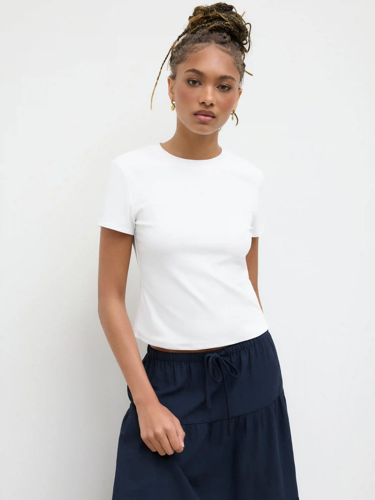 Cotton-blend Round Neckline Baby Tee