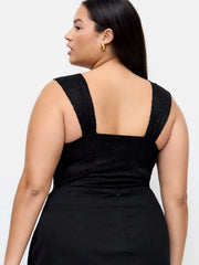 U-NECKLINE LACE FLORAL BOWKNOT BODYSUIT Curve & Plus