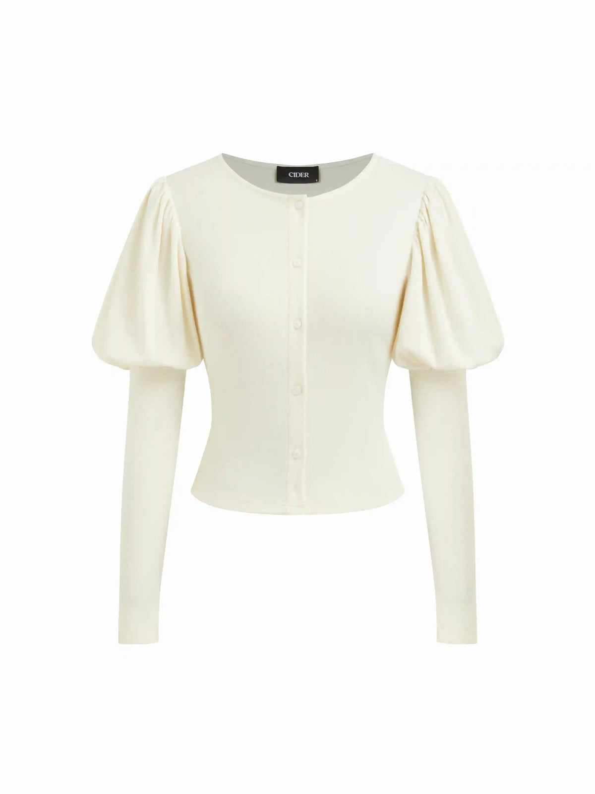 Round Neckline Button Juliette Sleeve Top