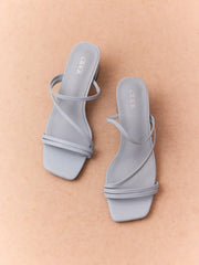 STRAP SQUARE TOE  CHUNKY HEEL SANDALS