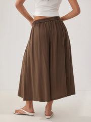Linen-blend Low Rise Drawstring Wide Leg Cropped Trousers