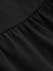 Cotton-blend Round Neckline Solid Ruched Ruffle Hem Mini Cami Dress
