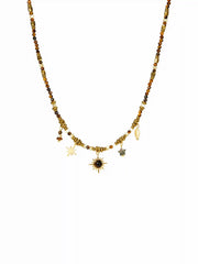BOHO BEADED SUN & STAR PENDANT NECKLACE