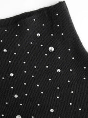 Turtleneck Long Sleeve Rhinestone Sweater