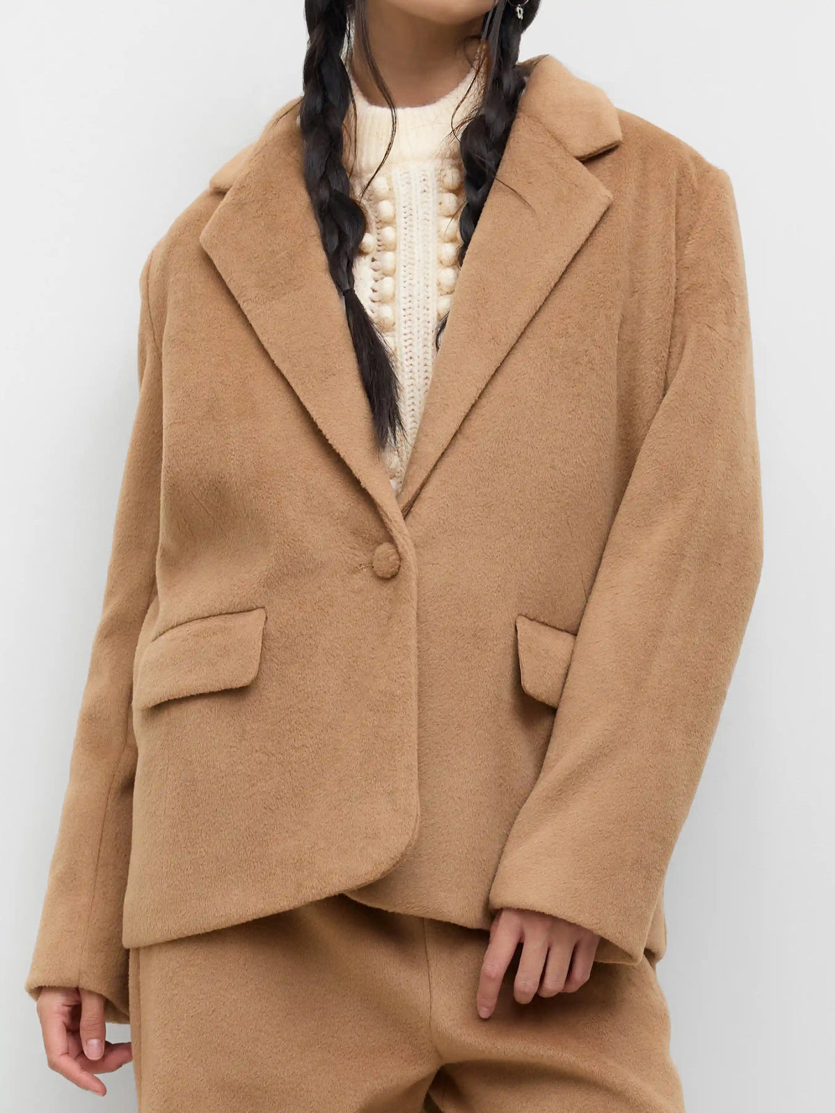 Wool-look Notched Collar Blazer