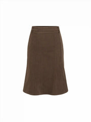 Mid Rise Half Zip A-line Midi Skirt