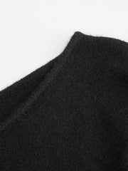 Knitted Boat Neck Solid Asymmetrical Long Sleeve Top