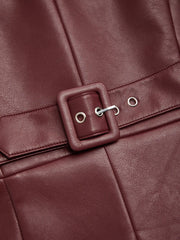 Faux Leather V-Neck Belted Vest