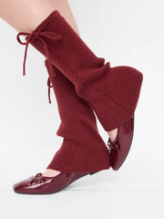 LACE-UP KNITTED LEG WARMERS