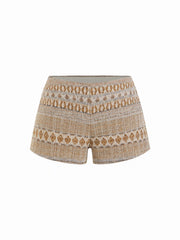 Cotton-blend Aztec Jacquard Low Rise Shorts