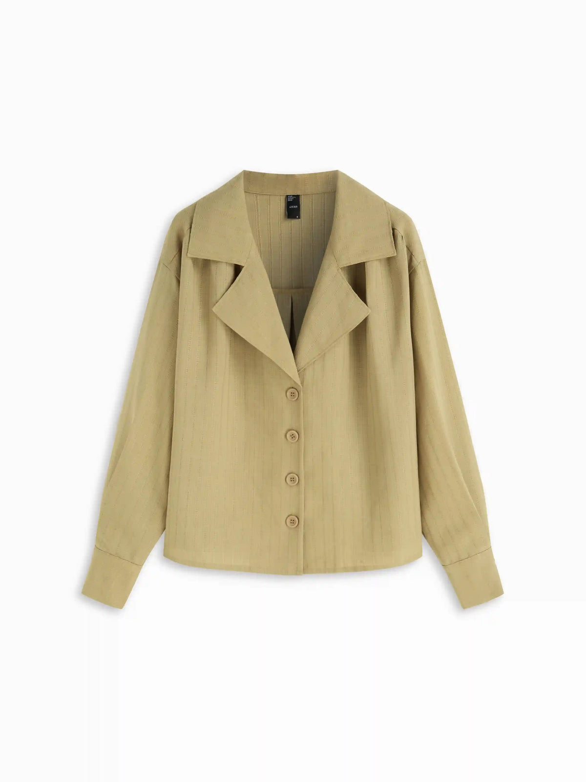 Collar Long Sleeve Striped Button Blouse