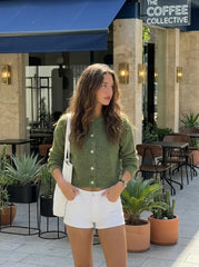 Knit Round Neckline Button Cardigan