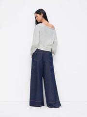 Cotton-blend Asymmetrical Neck Knotted Oversized Sweatshirt