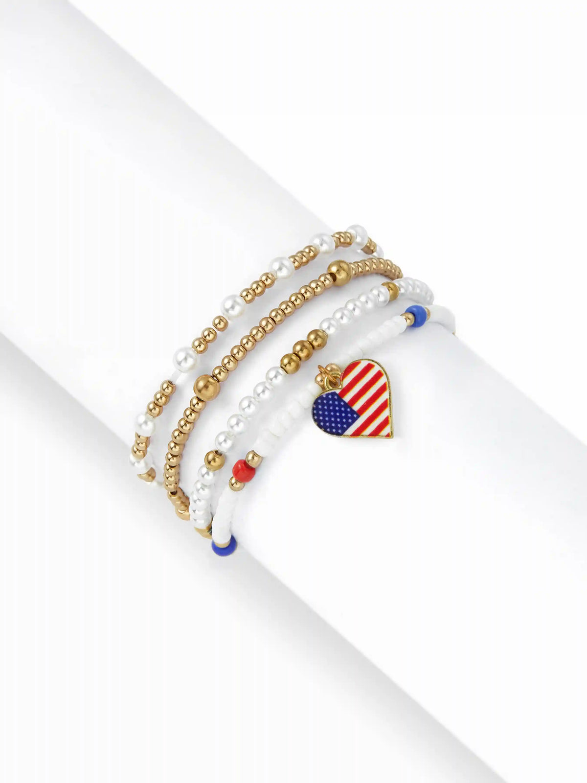 4PCS COUNTRY FLAG & HEART BEADED BRACELET SET