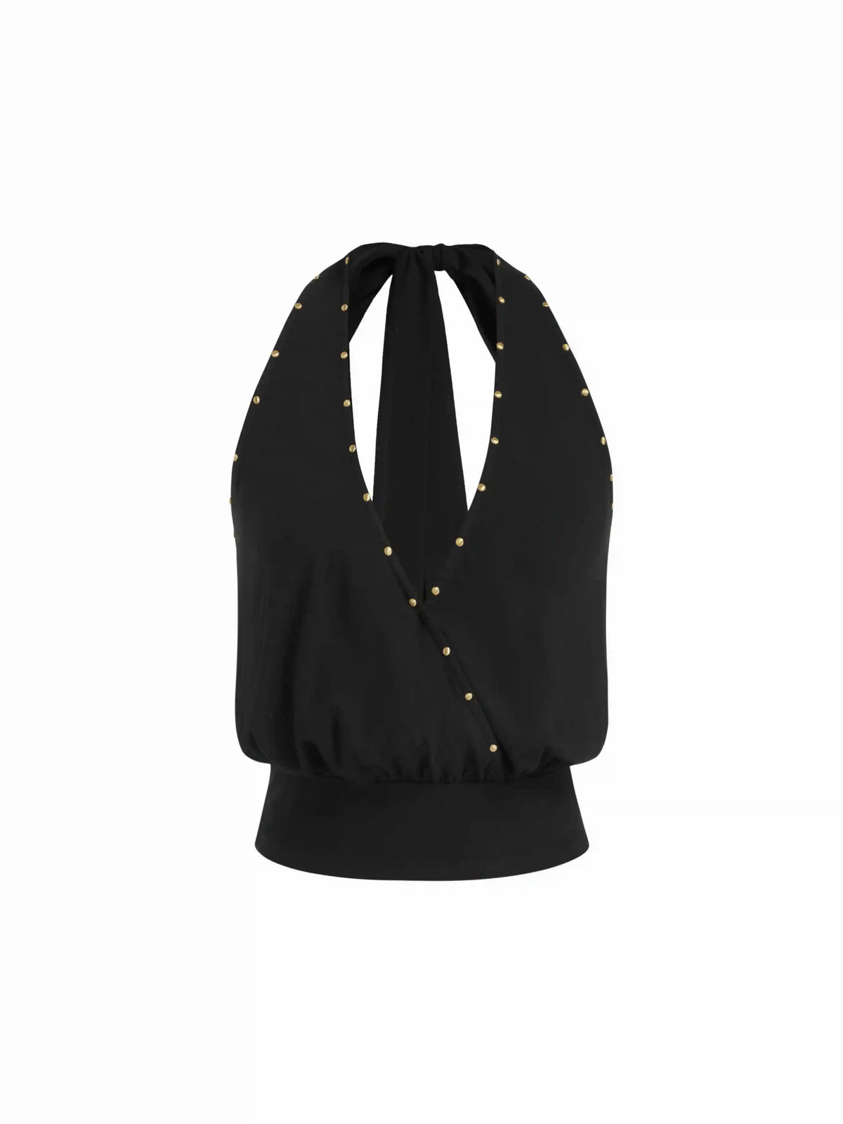 Halter Neck Crossover Metal Detail Backless Top