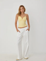 V-Neck Lace Trim Cami Top