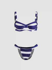 V-neck Stripe Underwire Bikini Set