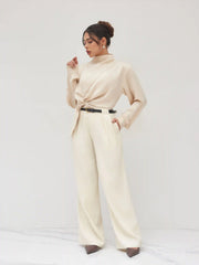 Belted Mid Rise Straight Leg Trouser