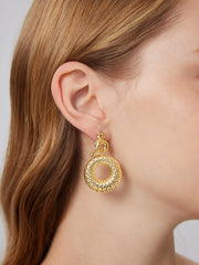 18k Gold Plated Snake Shaped Drop Hoop Earrings