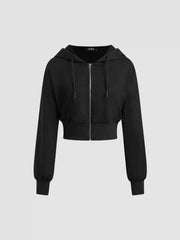 Terry Solid Zipper Oversized Hoodie