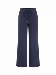 Cotton-blend Low Rise Drawstring Straight Leg Trousers