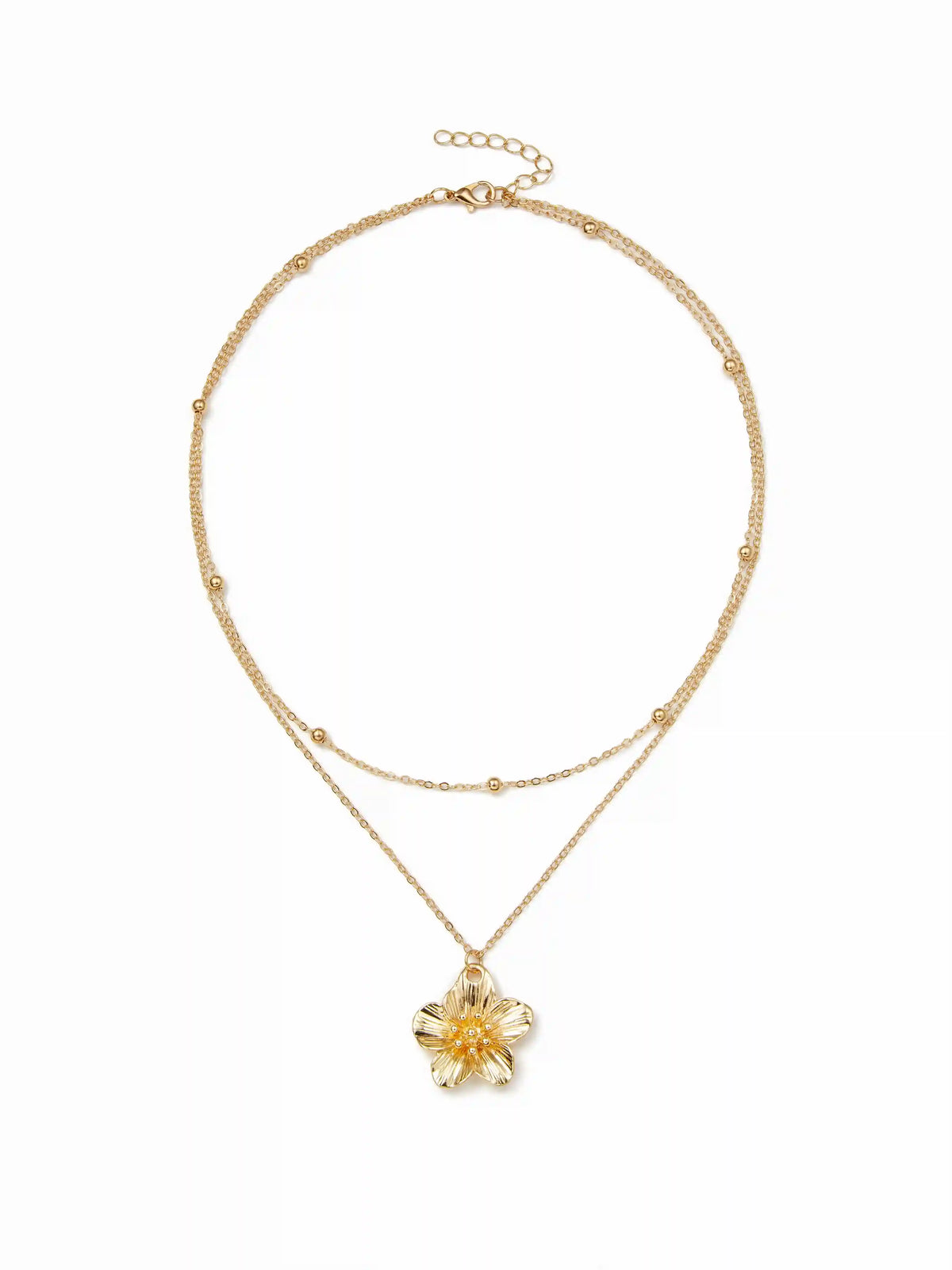 FLOWER PENDANT LAYERED NECKLACE
